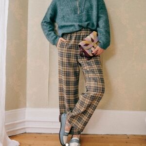 Sezane Joey trousers Blue and Brown Check Print - Size 6/38